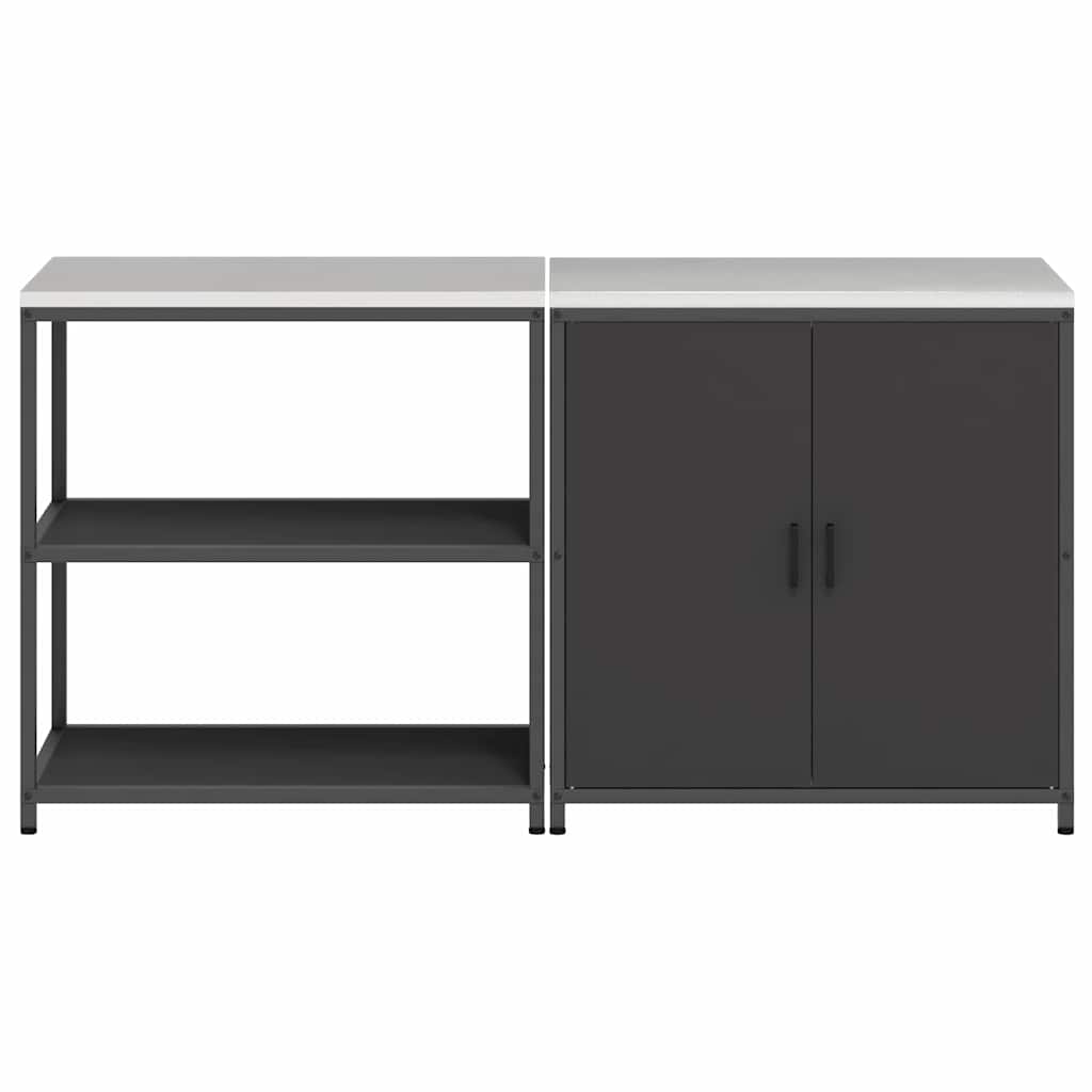 vidaXL Σετ Αποθήκευσης Κουζίνας 2 pcs Μαύρο Ψυχρής έλασης χάλυβας