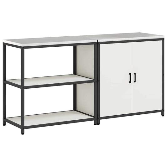 vidaXL Σετ Αποθήκευσης Κουζίνας με ράφι 2 pcs Λευκό 150 x 50 x 92 εκ.