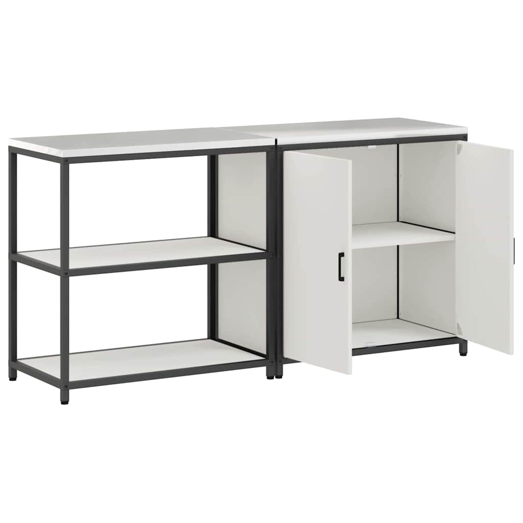 vidaXL Σετ Αποθήκευσης Κουζίνας 2 pcs Λευκό Ψυχρής έλασης χάλυβας