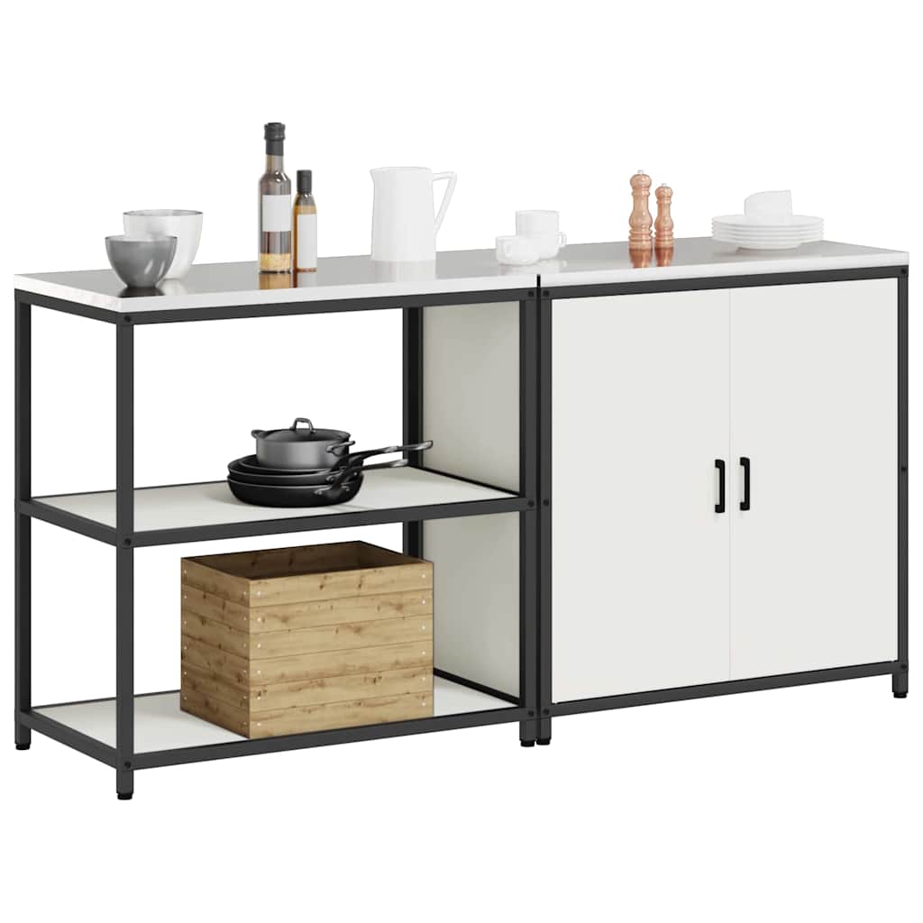 vidaXL Σετ Αποθήκευσης Κουζίνας με ράφι 2 pcs Λευκό 150 x 50 x 92 εκ.