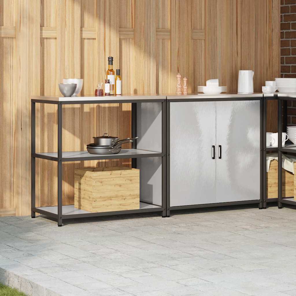 vidaXL Σετ Αποθήκευσης Κουζίνας με ράφι 2 pcs Ασημί 150 x 50 x 92 εκ.