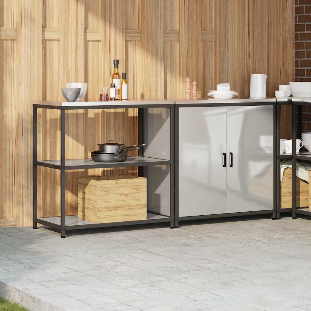 vidaXL Σετ Αποθήκευσης Κουζίνας με ράφι 2 pcs Ασημί 150 x 50 x 92 εκ.