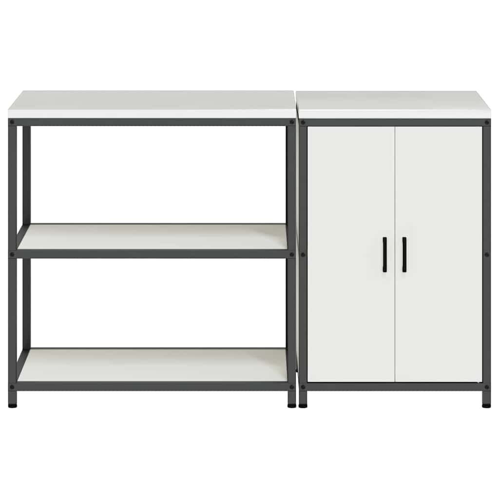 vidaXL Σετ Αποθήκευσης Κουζίνας με ράφι 2 pcs Λευκό 150 x 50 x 92 εκ.