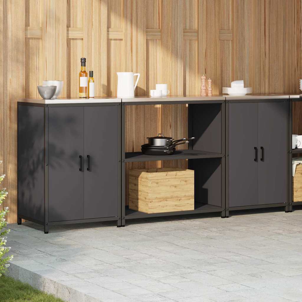 vidaXL Σετ Αποθήκευσης Κουζίνας 3 pcs Μαύρο Ψυχρής έλασης χάλυβας