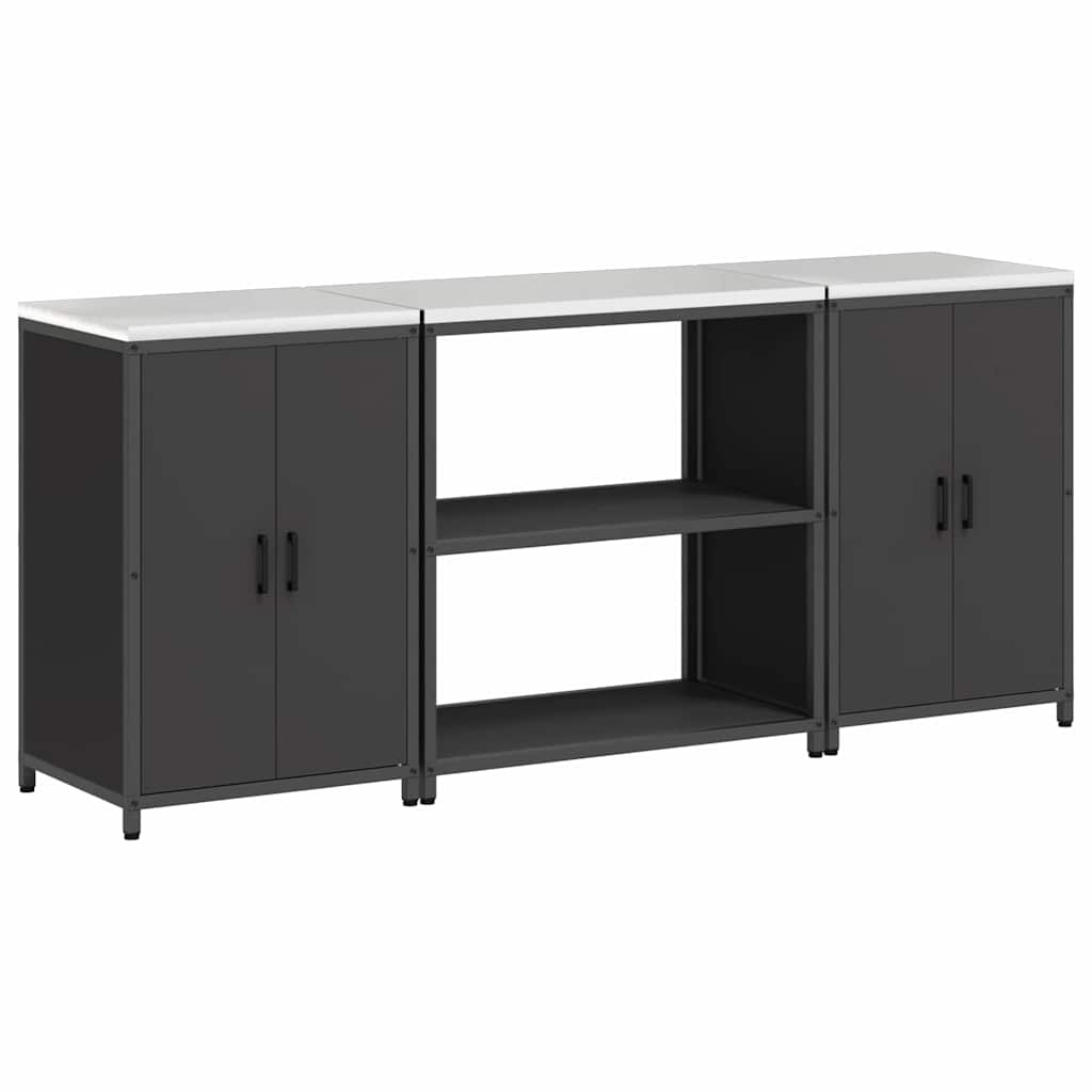 vidaXL Σετ Αποθήκευσης Κουζίνας 3 pcs Μαύρο Ψυχρής έλασης χάλυβας