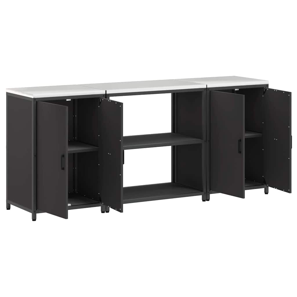 vidaXL Σετ Αποθήκευσης Κουζίνας 3 pcs Μαύρο Ψυχρής έλασης χάλυβας