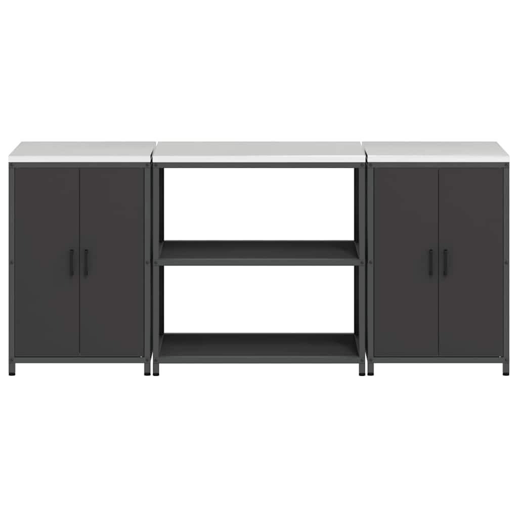 vidaXL Σετ Αποθήκευσης Κουζίνας 3 pcs Μαύρο Ψυχρής έλασης χάλυβας