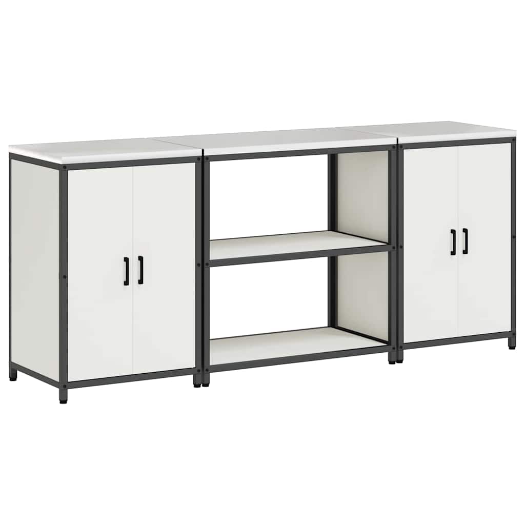 vidaXL Σετ Αποθήκευσης Κουζίνας με ράφι 3 pcs Λευκό 210 x 50 x 92 εκ