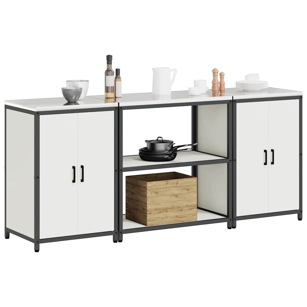 vidaXL Σετ Αποθήκευσης Κουζίνας με ράφι 3 pcs Λευκό 210 x 50 x 92 εκ