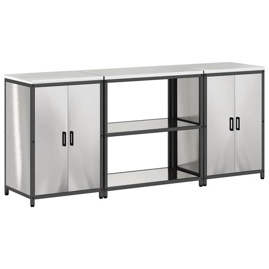 vidaXL Σετ Αποθήκευσης Κουζίνας HATTEM 3 pcs Ασημί Ανοξείδωτο Ατσάλι