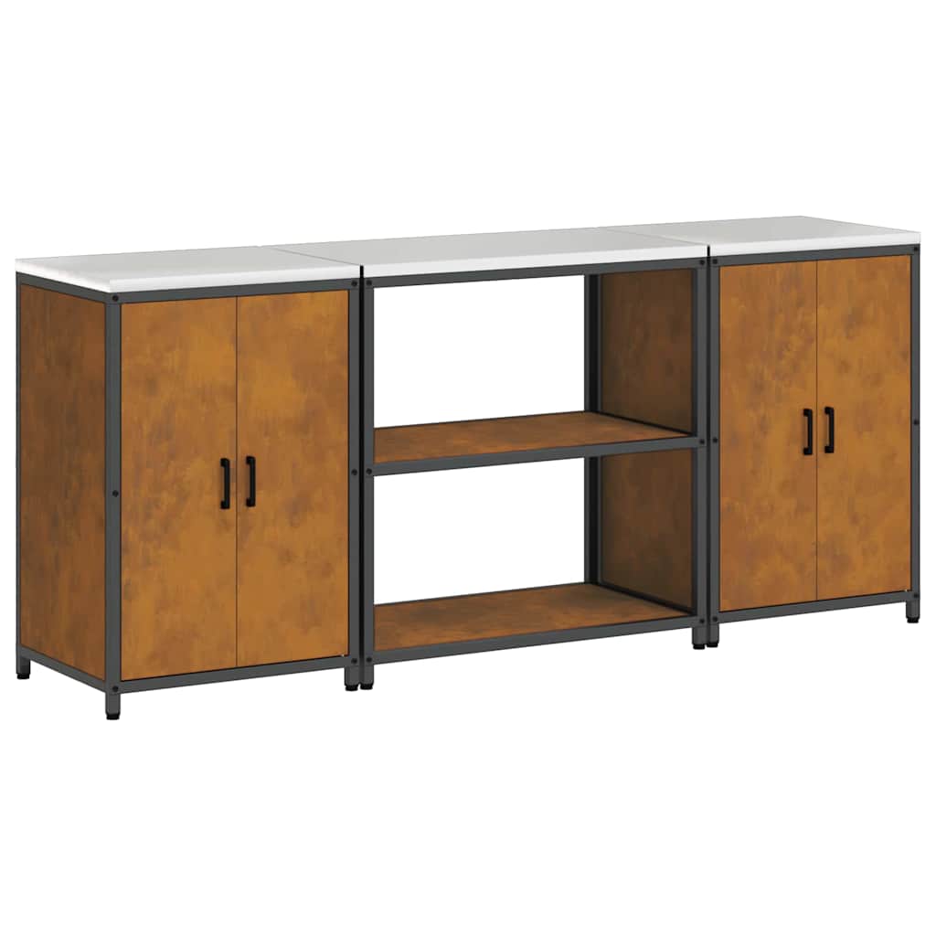 vidaXL Σετ Αποθήκευσης Κουζίνας 3 pcs Σκ rusty 210 x 50 x 92 εκ