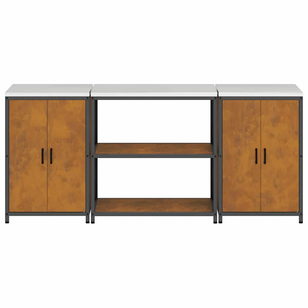 vidaXL Σετ Αποθήκευσης Κουζίνας 3 pcs Σκ rusty 210 x 50 x 92 εκ