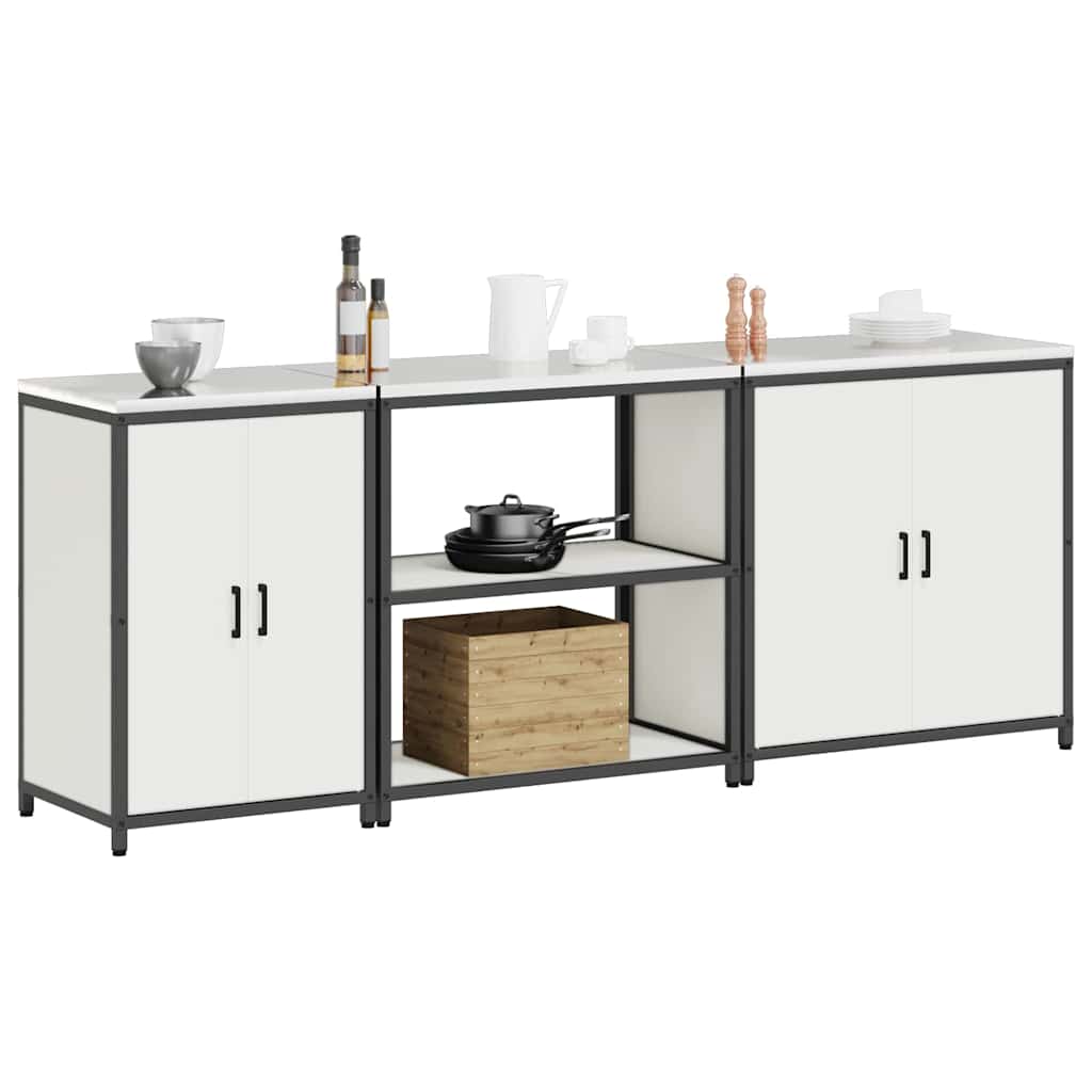 vidaXL Σετ Αποθήκευσης Κουζίνας με ράφι Άλλο 3 pcs Λευκό 210 x 50 x 92 εκ