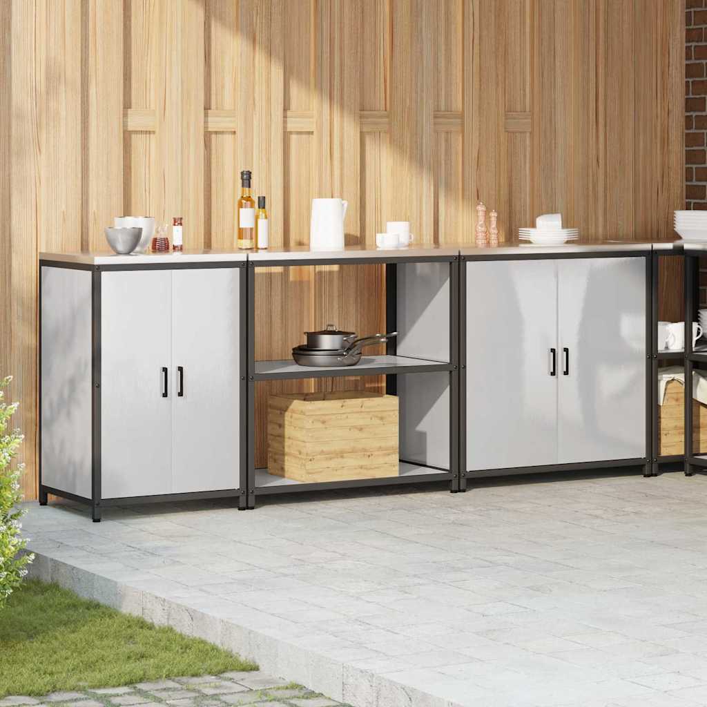 vidaXL Σετ Αποθήκευσης Κουζίνας με ράφι Άλλο 3 pcs Ασημί 210 x 50 x 92 εκ