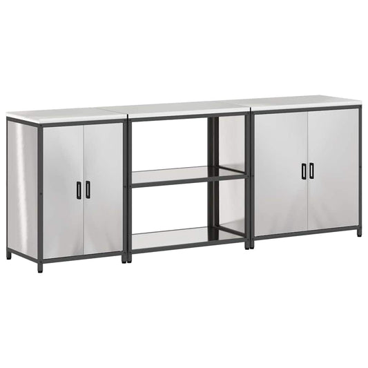 vidaXL Σετ Αποθήκευσης Κουζίνας HATTEM 3 pcs Ασημί Ανοξείδωτο Ατσάλι