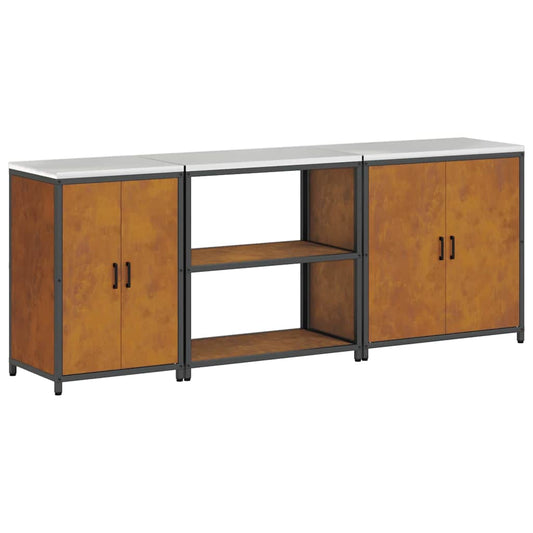 vidaXL Σετ Αποθήκευσης Κουζίνας 3 pcs Σκ rusty 210 x 50 x 92 εκ
