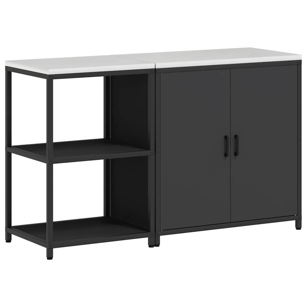 vidaXL Σετ Αποθήκευσης Κουζίνας με ράφι 2 pcs Μαύρο 150 x 50 x 92 εκ.