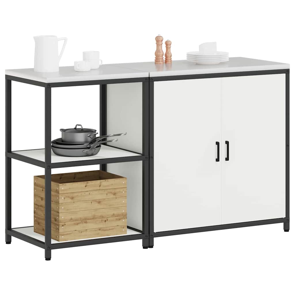 vidaXL Σετ Αποθήκευσης Κουζίνας με ράφι 2 pcs Λευκό 150 x 50 x 92 εκ.