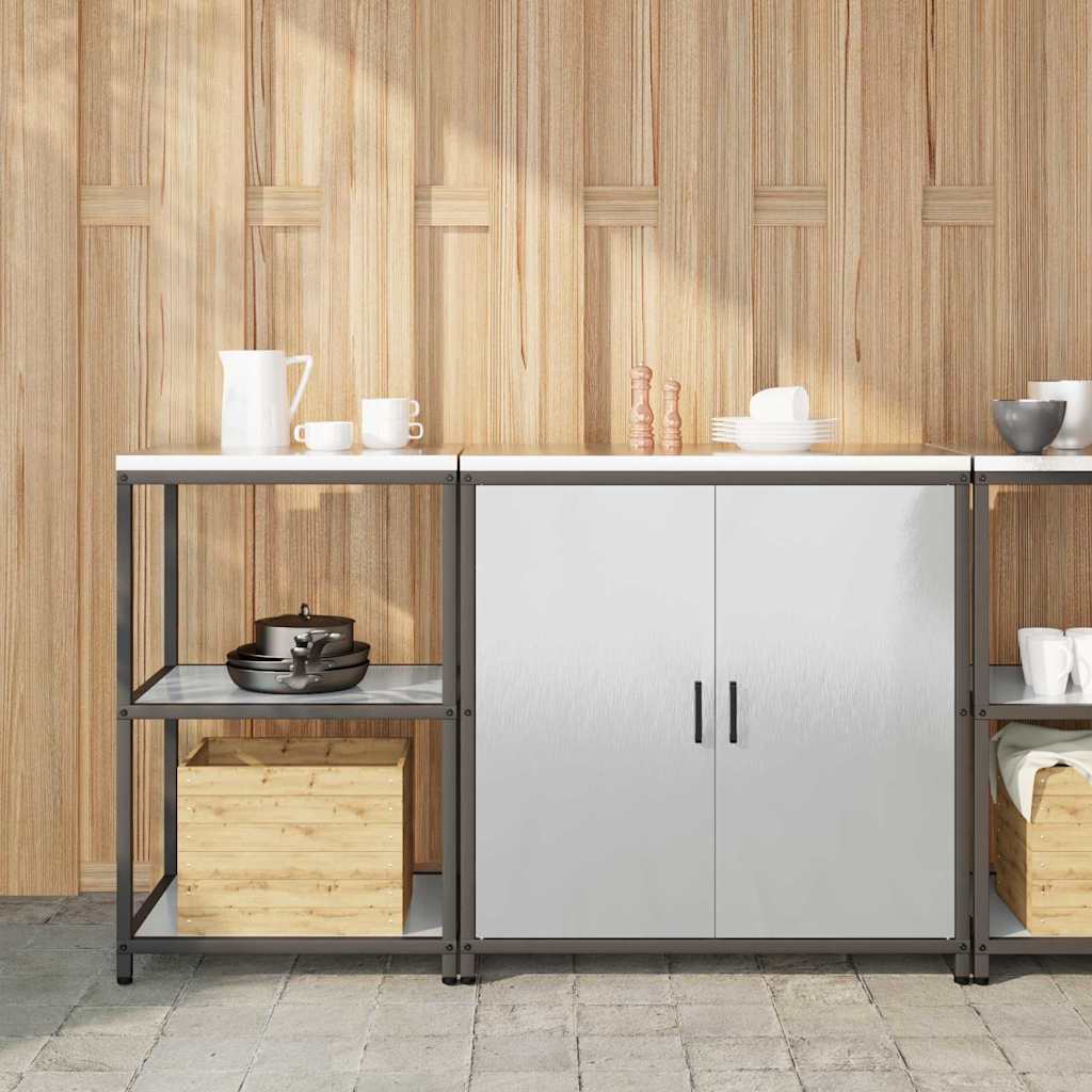 vidaXL Σετ Αποθήκευσης Κουζίνας με ράφι 2 pcs Ασημί 150 x 50 x 92 εκ.