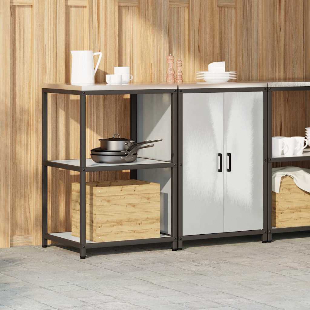 vidaXL Σετ Αποθήκευσης Κουζίνας με ράφι 2 pcs Ασημί 120 x 50 x 92 εκ.