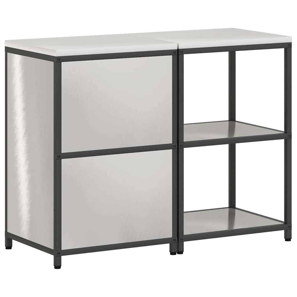 vidaXL Σετ Αποθήκευσης Κουζίνας με ράφι 2 pcs Ασημί 120 x 50 x 92 εκ.