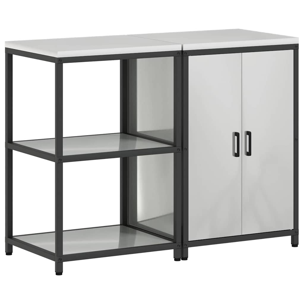 vidaXL Σετ Αποθήκευσης Κουζίνας με ράφι 2 pcs Ασημί 120 x 50 x 92 εκ.