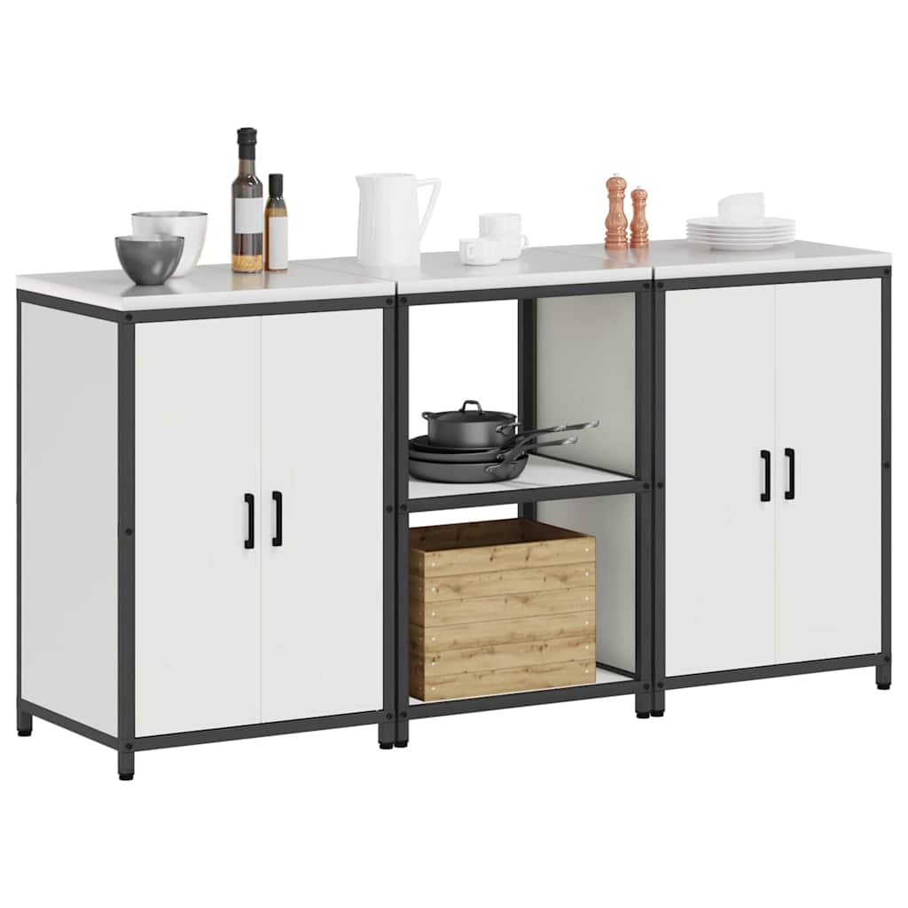 vidaXL Σετ Αποθήκευσης Κουζίνας με ράφι 3 pcs Λευκό 180 x 50 x 92 εκ.