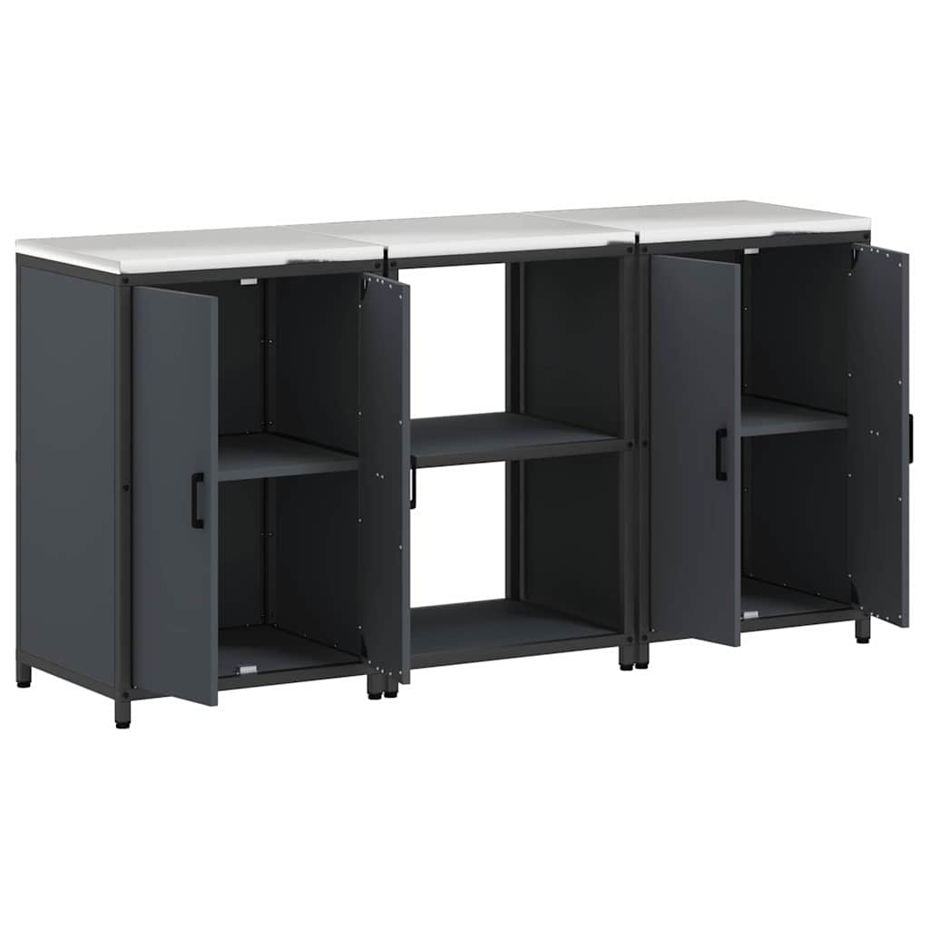 vidaXL Σετ Αποθήκευσης Κουζίνας 3 pcs Ανθρακί Ψυχρής έλασης χάλυβας