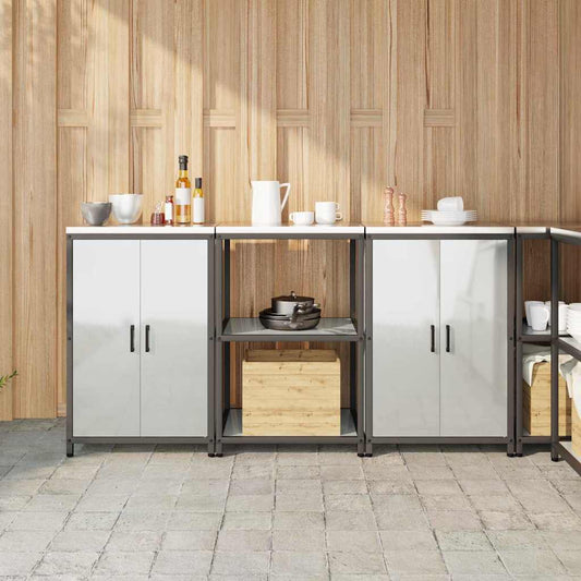 vidaXL Σετ Αποθήκευσης Κουζίνας με ράφι 3 pcs Ασημί 180 x 50 x 92 εκ.