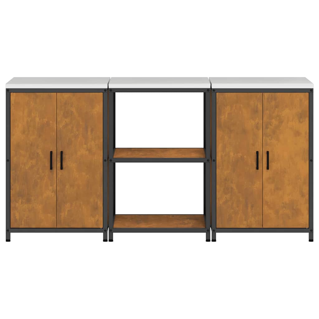 vidaXL Σετ Αποθήκευσης Κουζίνας 3 pcs Σκ rusty 180 x 50 x 92 εκ.