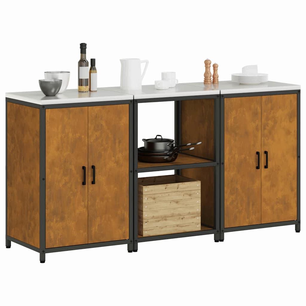 vidaXL Σετ Αποθήκευσης Κουζίνας 3 pcs Σκ rusty 180 x 50 x 92 εκ.