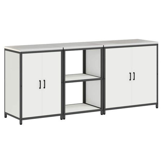 vidaXL Σετ Αποθήκευσης Κουζίνας με ράφι Άλλο 3 pcs Λευκό 210 x 50 x 92 εκ