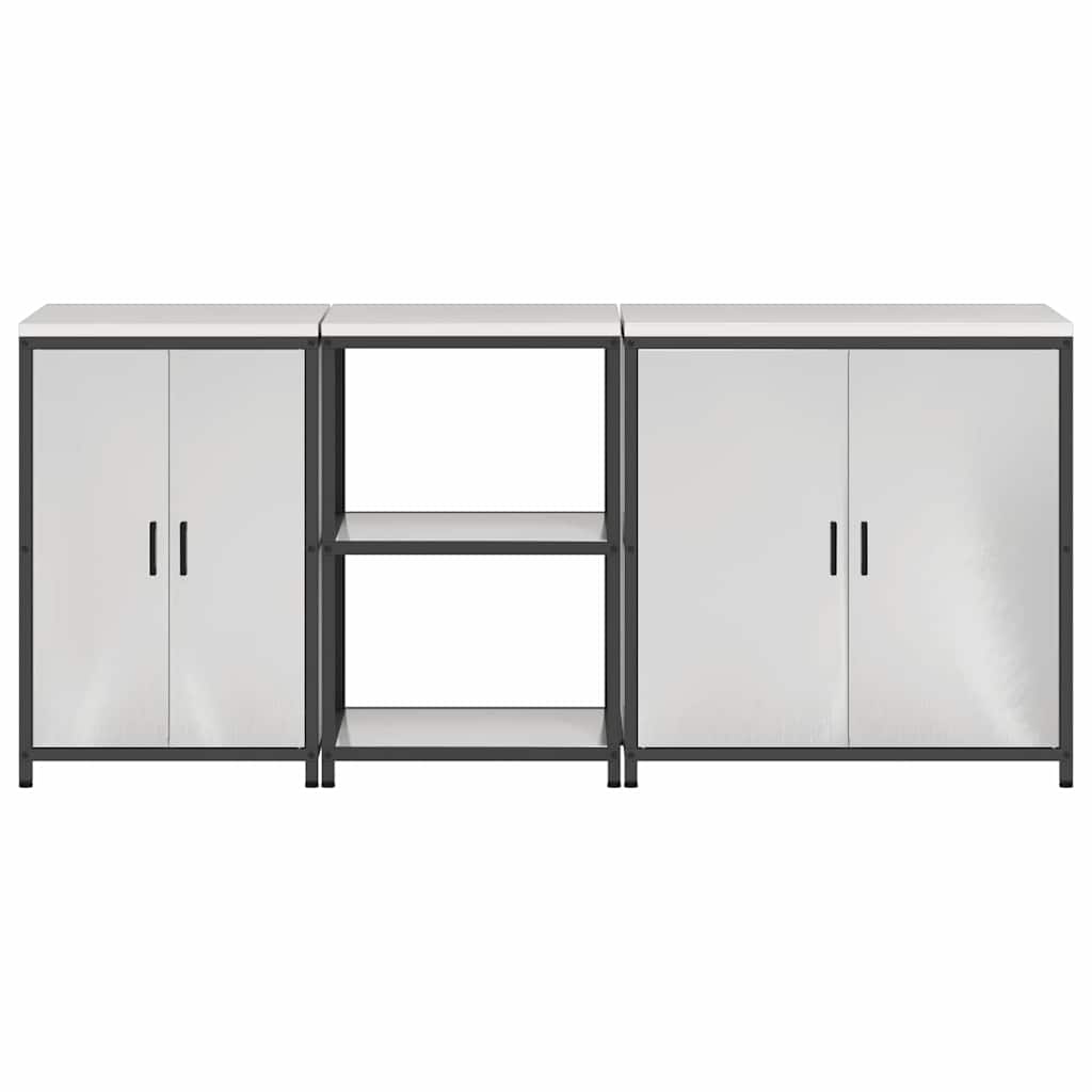 vidaXL Σετ Αποθήκευσης Κουζίνας HATTEM 3 pcs Ασημί Ανοξείδωτο Ατσάλι