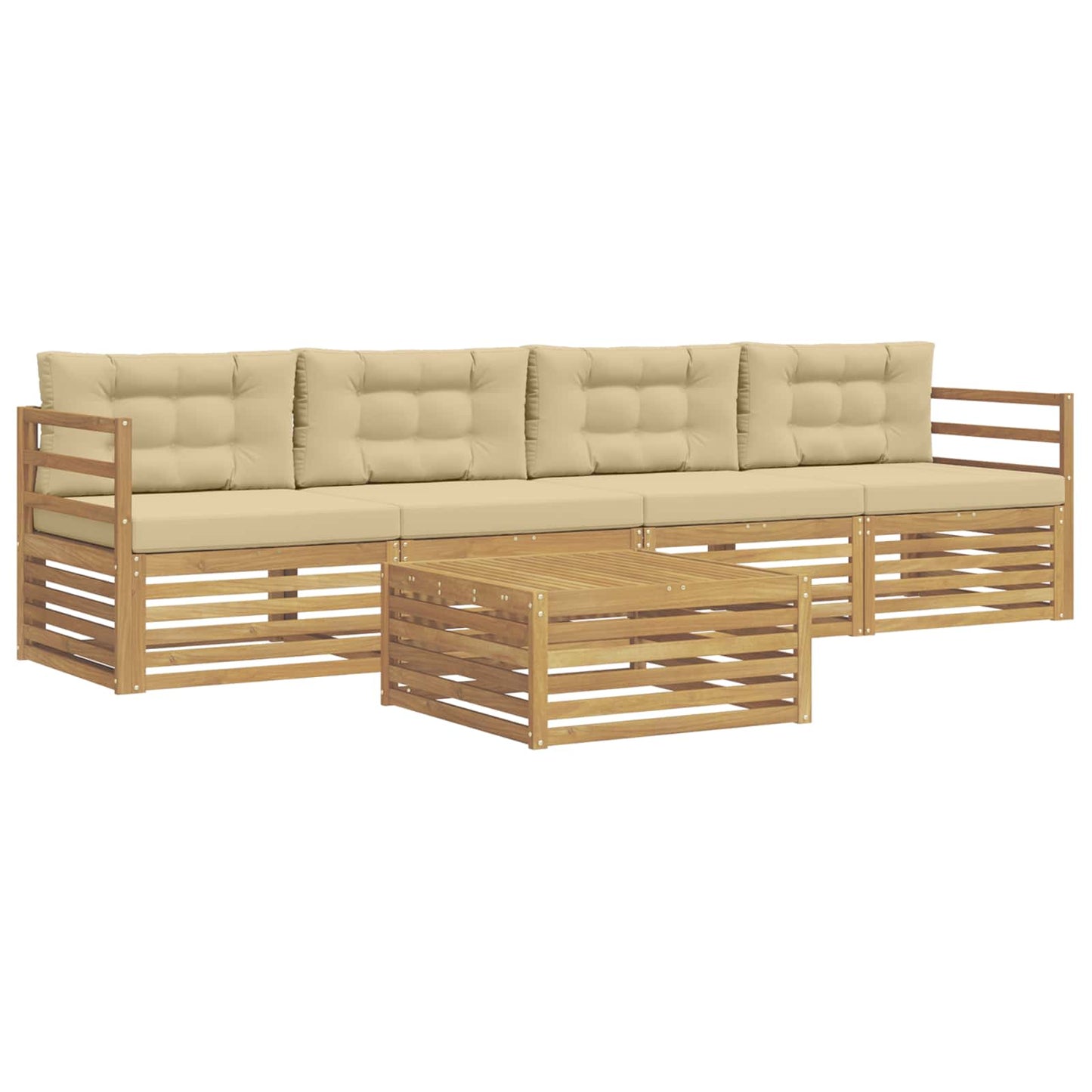 vidaXL Σειρά Καναπέ Εξωτερικού με μαξιλάρι 5 pcs Λευκό και Μπεζ