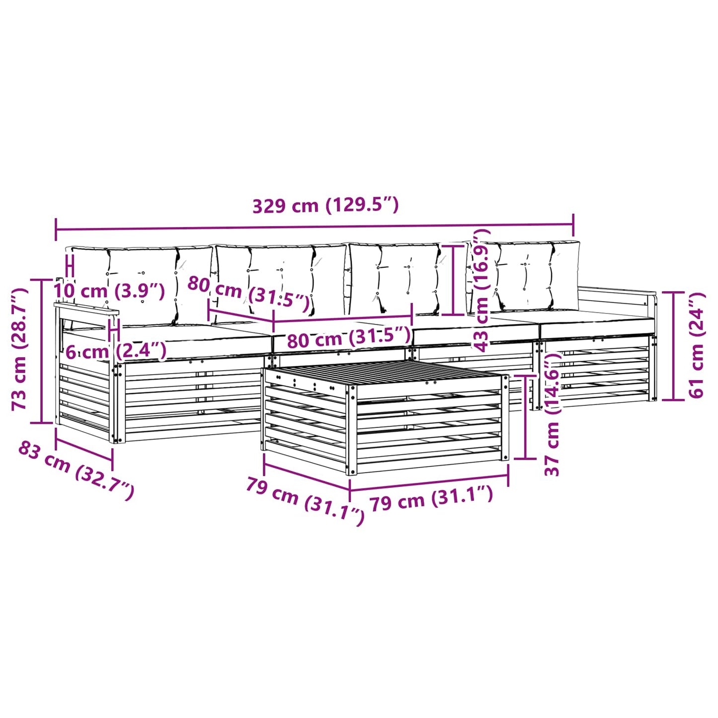 vidaXL Σειρά Καναπέ Εξωτερικού 5 pcs Λευκό και Ανοιχτό Γκρι