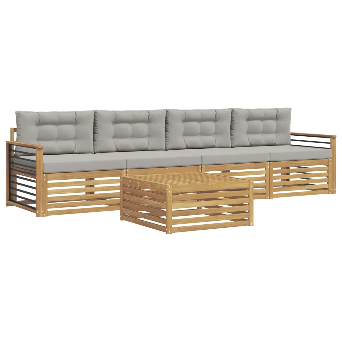 vidaXL Σειρά Καναπέ Εξωτερικού 5 pcs Λευκό και Ανοιχτό Γκρι