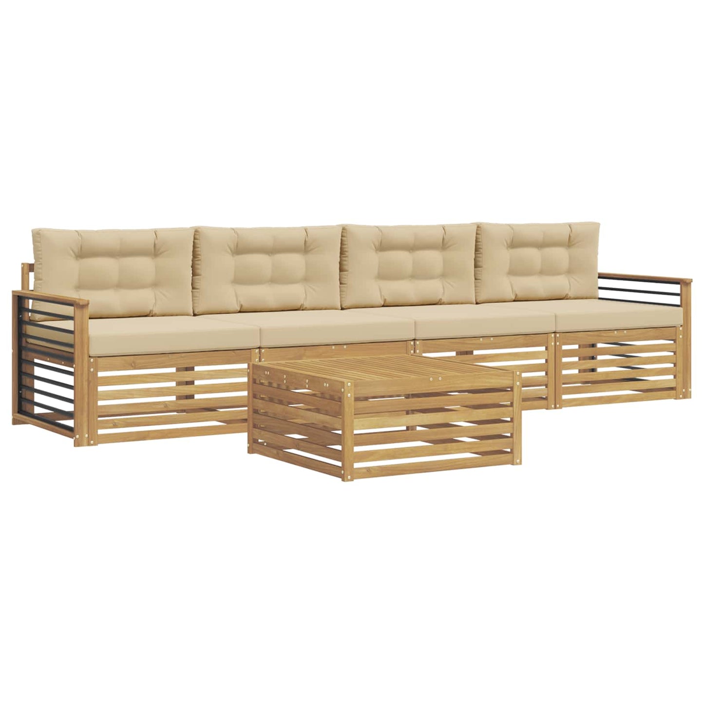 vidaXL Σειρά Καναπέ Εξωτερικού με μαξιλάρι 5 pcs Λευκό και Μπεζ