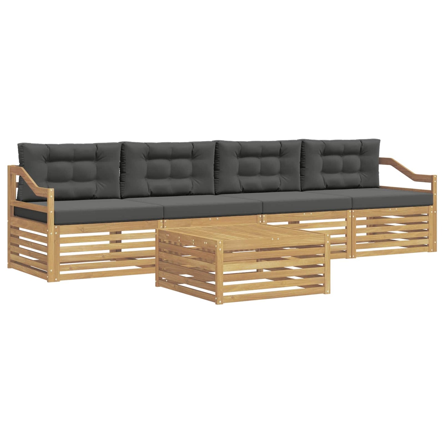 vidaXL Σειρά Καναπέ Εξωτερικού με μαξιλάρι 5 pcs Άσπρο και Ανθρακί
