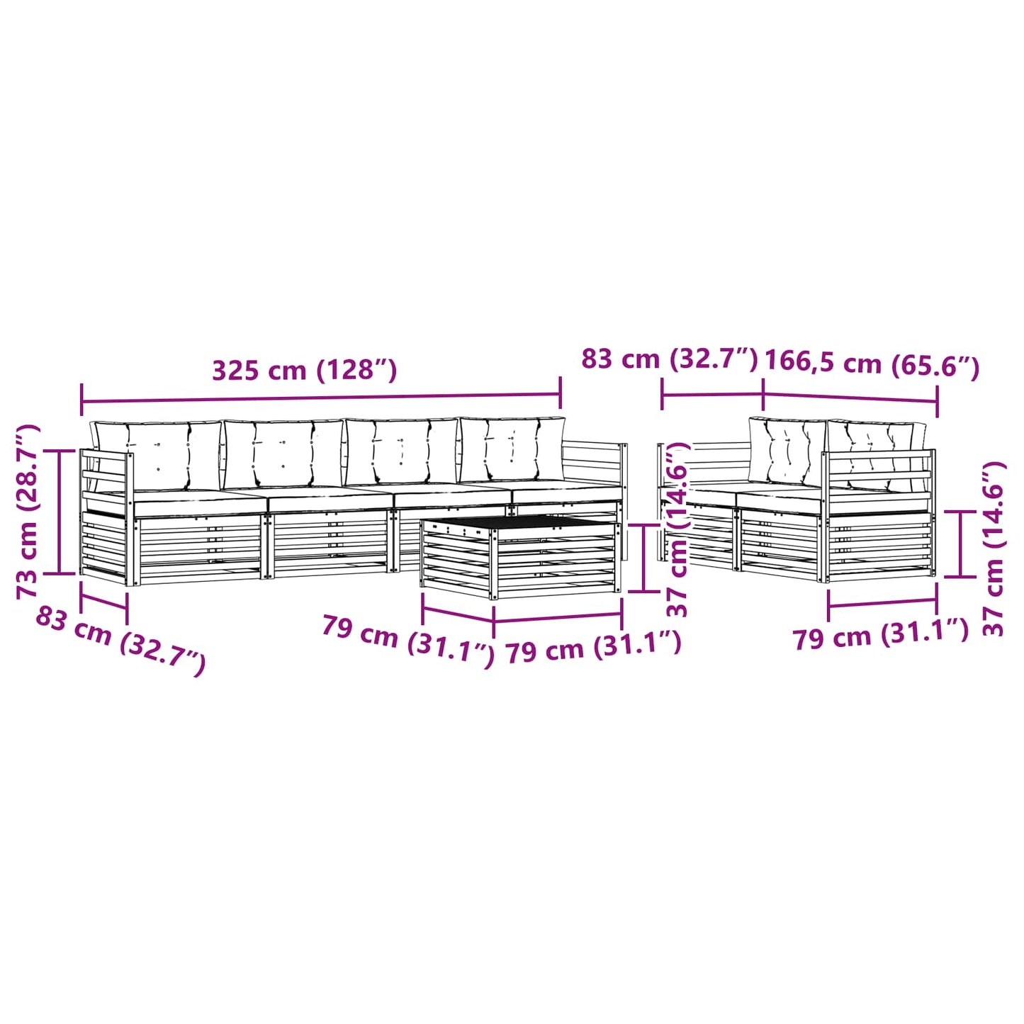 vidaXL Σειρά Καναπέ Εξωτερικού 7 pcs Άσπρο και Ανθρακί Πολυεστέρας