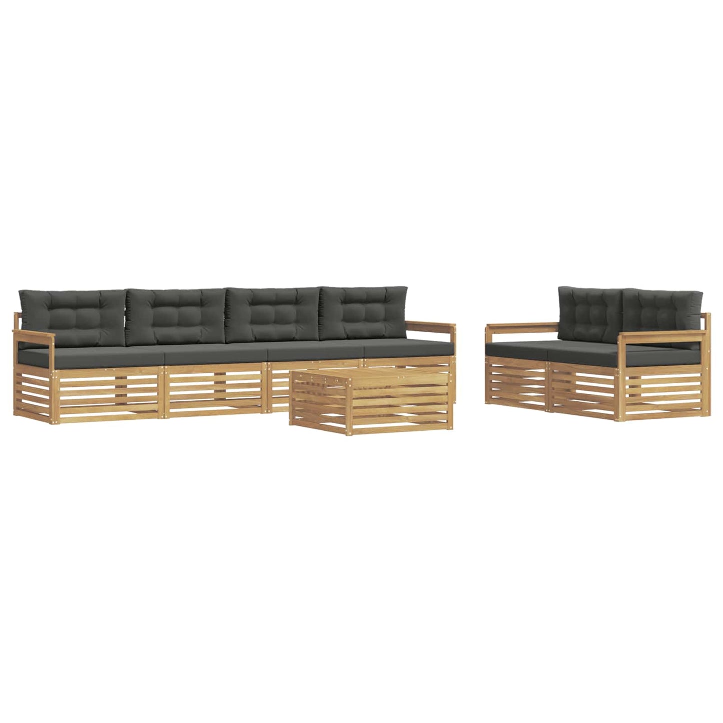 vidaXL Σειρά Καναπέ Εξωτερικού 7 pcs Άσπρο και Ανθρακί Πολυεστέρας
