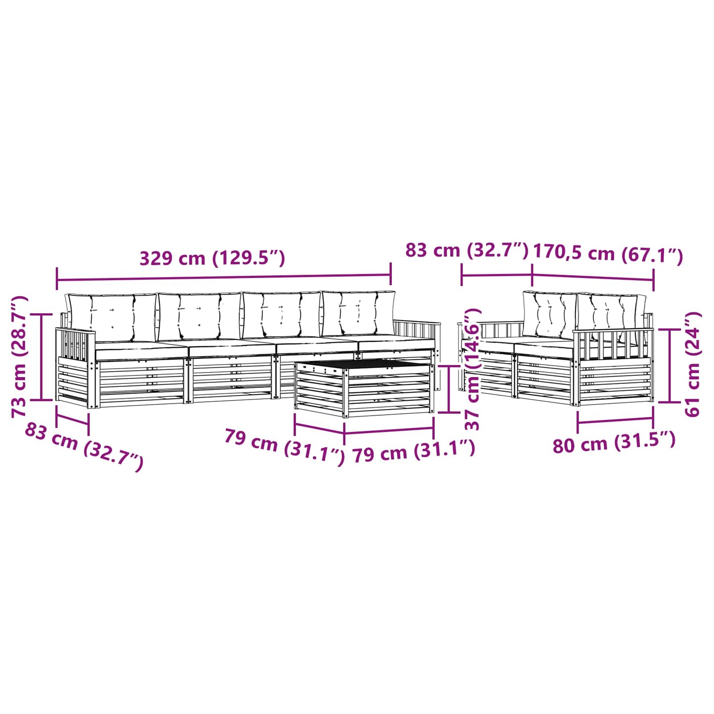 vidaXL Σειρά Καναπέ Εξωτερικού 7 pcs Λευκό και Κρεμ Πολυεστέρας
