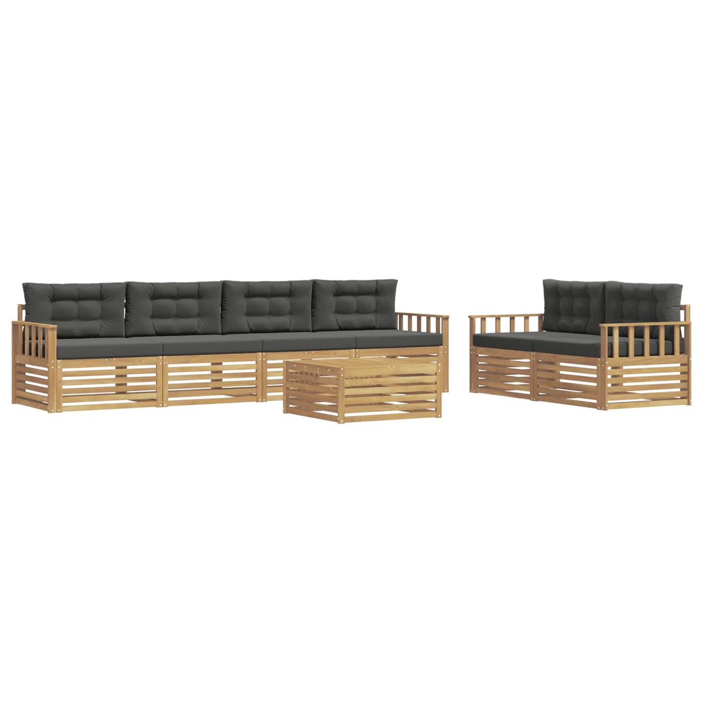 vidaXL Σειρά Καναπέ Εξωτερικού 7 pcs Άσπρο και Ανθρακί Πολυεστέρας