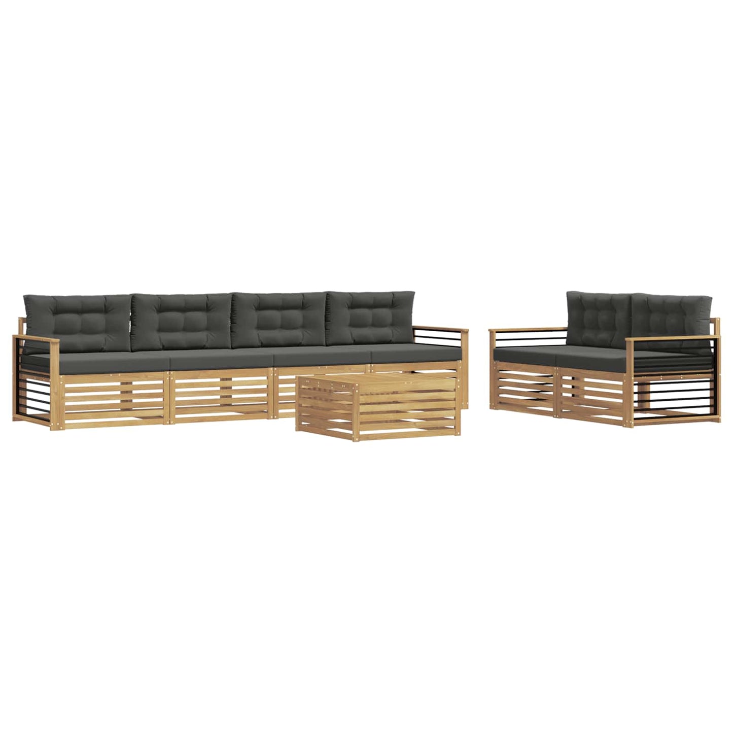 vidaXL Σειρά Καναπέ Εξωτερικού 7 pcs Άσπρο και Ανθρακί Πολυεστέρας