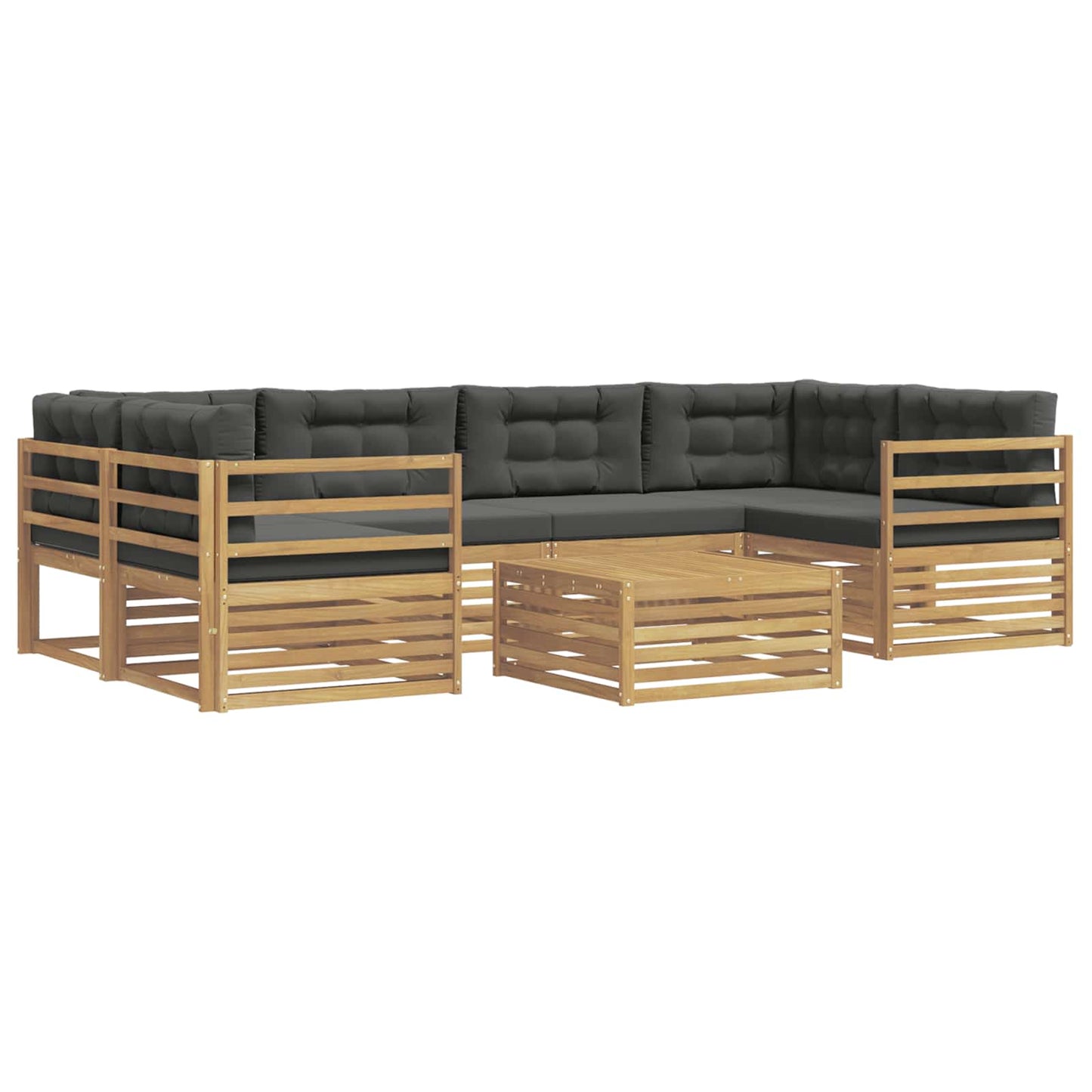 vidaXL Σειρά Καναπέ Εξωτερικού 7 pcs Άσπρο και Ανθρακί Πολυεστέρας