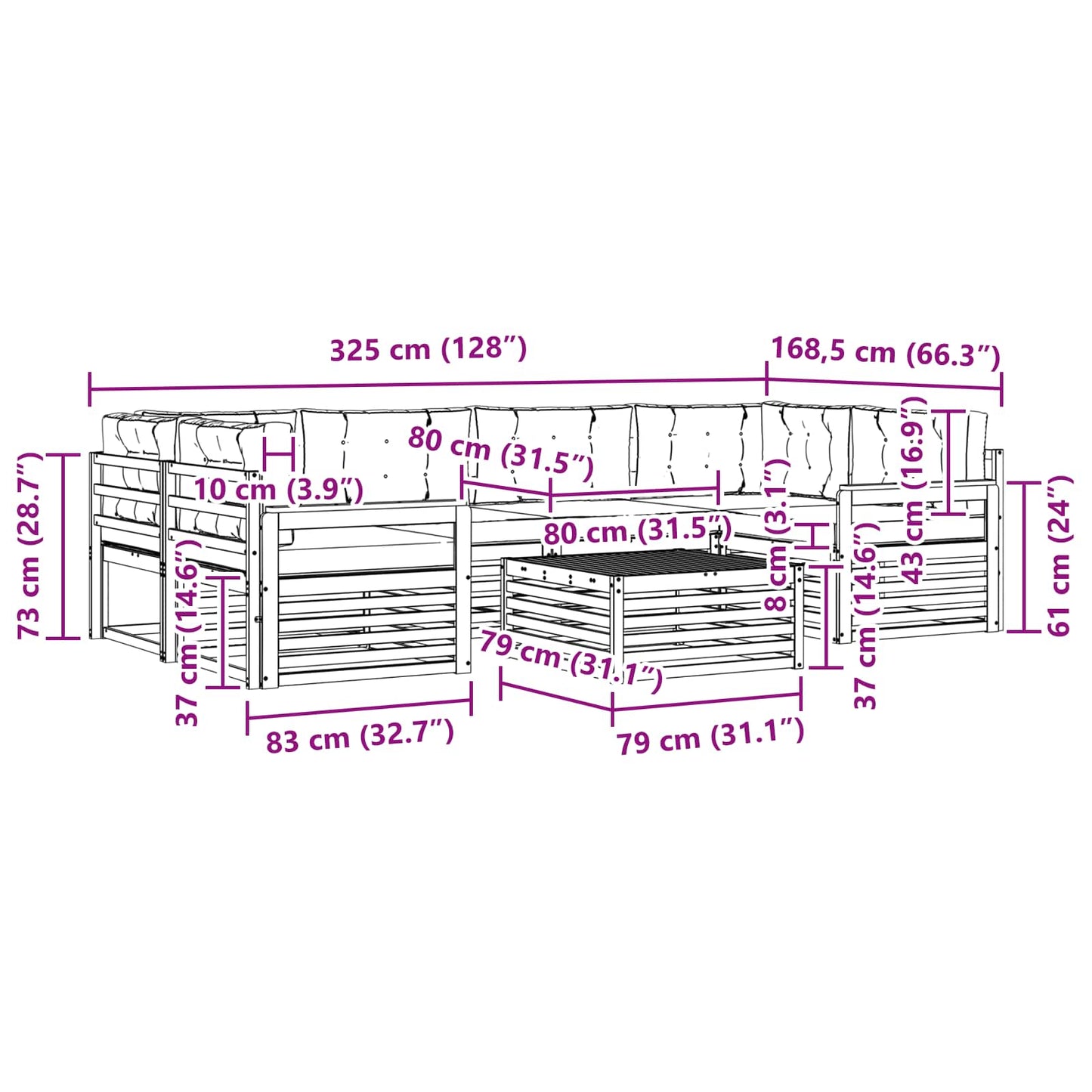 vidaXL Σειρά Καναπέ Εξωτερικού 7 pcs Λευκό και Ανοιχτό Γκρι
