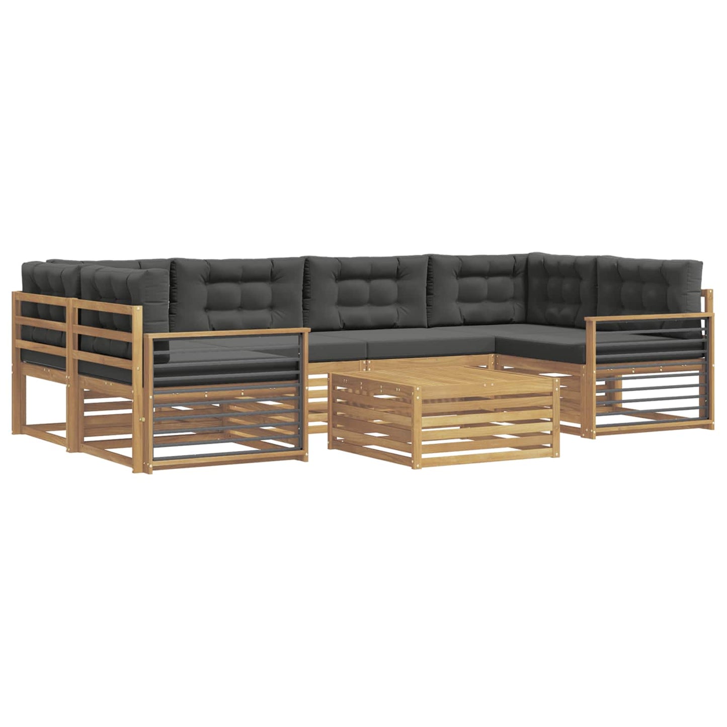 vidaXL Σειρά Καναπέ Εξωτερικού 7 pcs Άσπρο και Ανθρακί Πολυεστέρας