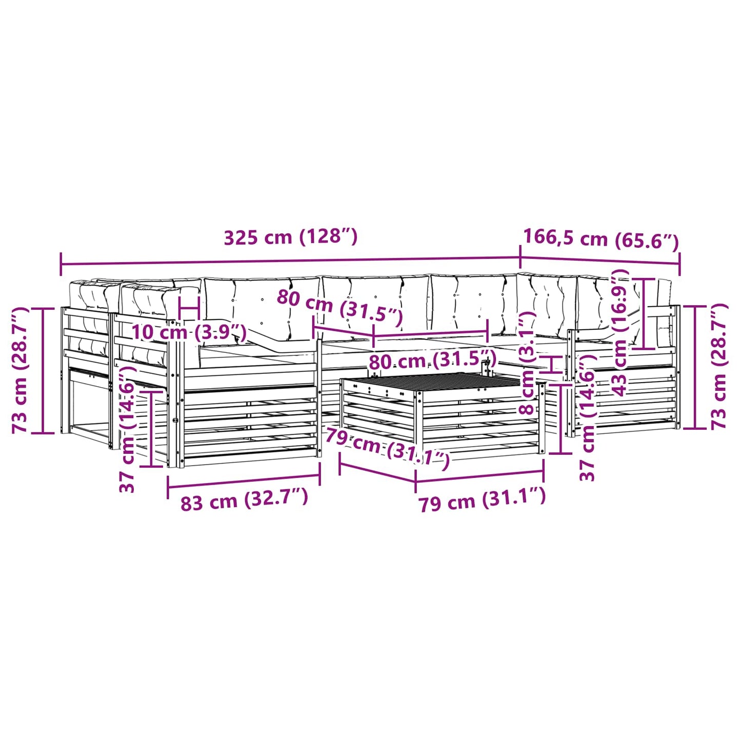 vidaXL Σειρά Καναπέ Εξωτερικού 7 pcs Λευκό και Ανοιχτό Γκρι