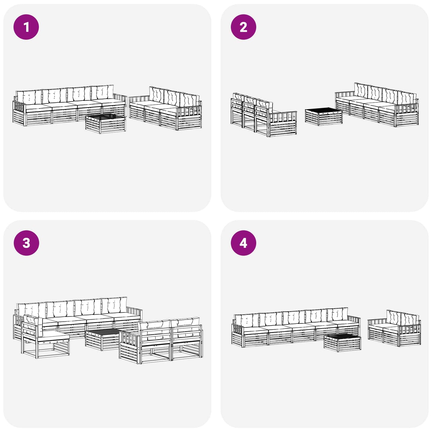 vidaXL Σειρά Καναπέ Εξωτερικού 8 pcs Λευκό και Κρεμ 79 x 79 x 37 εκ