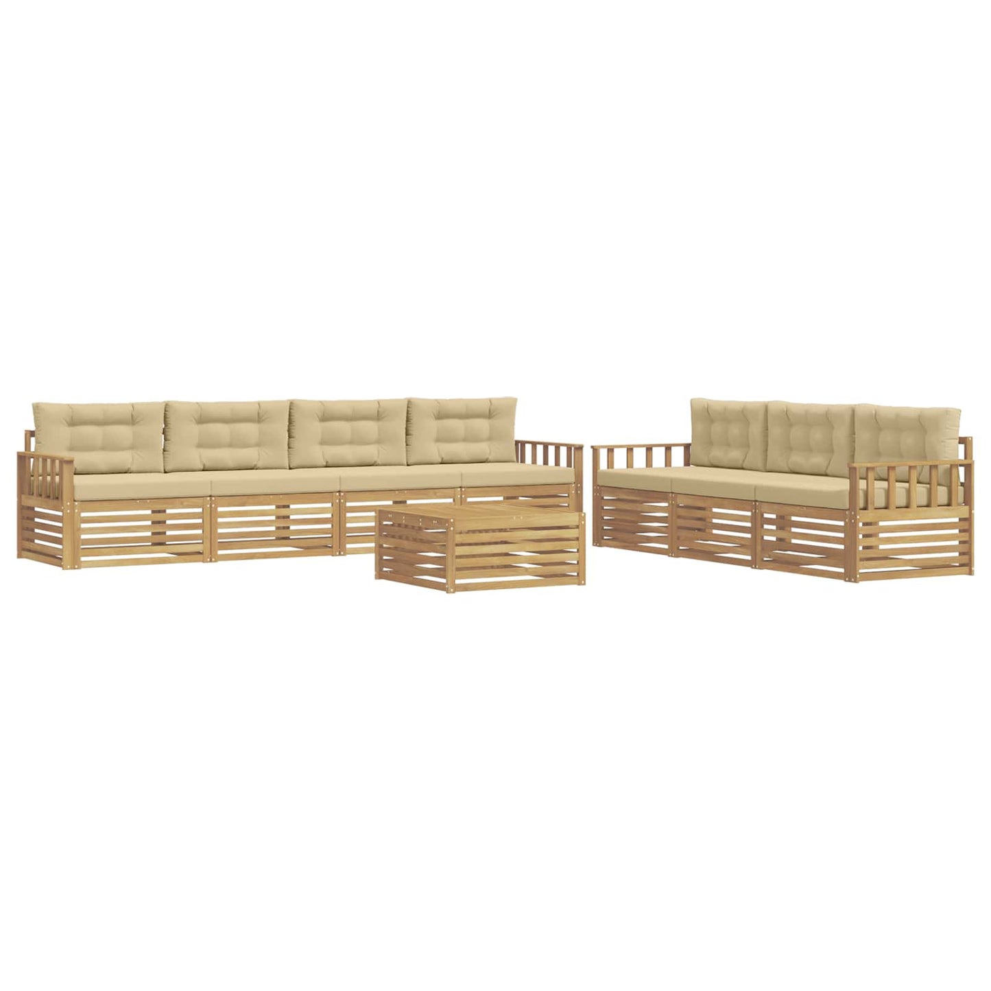 vidaXL Σειρά Καναπέ Εξωτερικού 8 pcs Λευκό και Μπεζ 79 x 79 x 37 εκ
