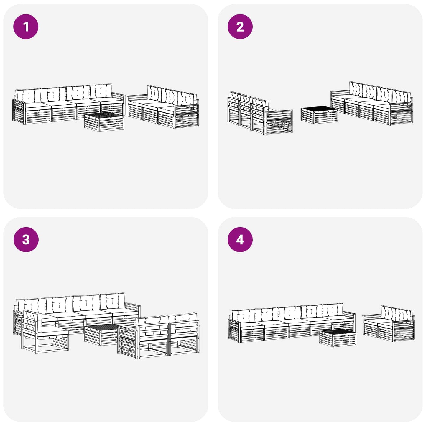 vidaXL Σειρά Καναπέ Εξωτερικού 8 pcs Άσπρο και Ανθρακί 79 x 79 x 37 εκ